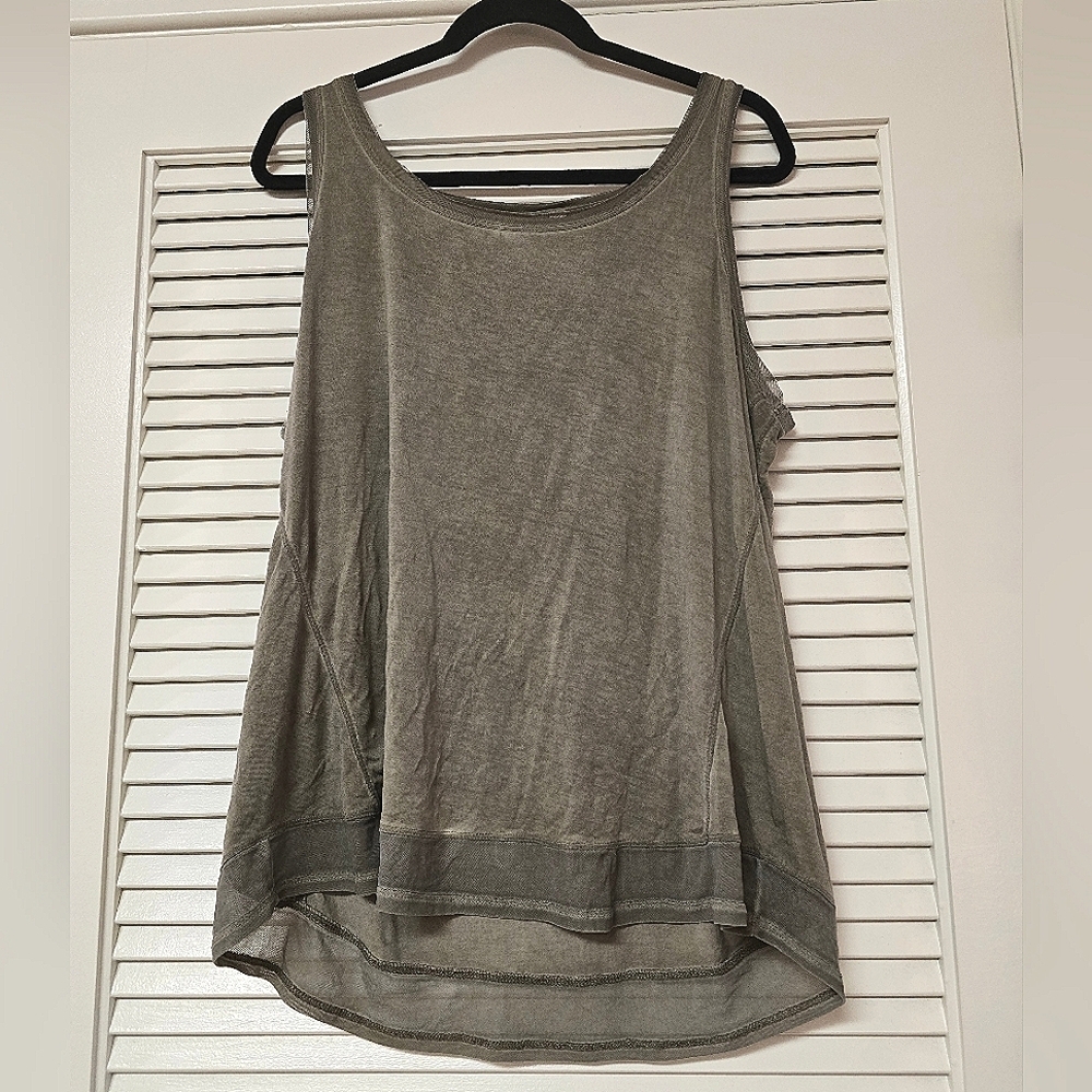 Cable & Gauge - Olive Green Sleeveless Loose-Fit Oversized Tunic Top